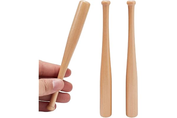 GORGECRAFT Lot de 3 mini battes de baseball en bois naturel avec perles - Support de présentation pour porte-clés - Accessoires de figurines d'action - Projets d'artisanat