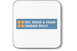 PLUMFOOLERY Funny Vegan Mug Sex Drugs & Vegan Sausage Rolls Greggs Gift (Coaster)