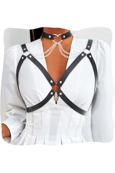 Harnais Punk Cuir Et Chaîne Noir - Ceinture Cuisse Gothique Réglable