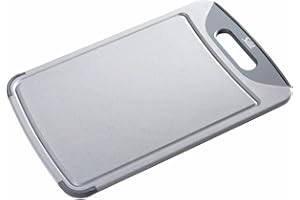 Silit Schneidebrett 38 x 25 cm rechteckig, Kunststoff, Tranchierbrett mit Saftrillen, praktischer Griff, spülmaschinengeeignet, klingenschonend