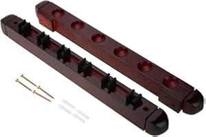 Keenso Porte-queues de Billard, Support de Queue de Billard en Bois Porte-Baguettes de Queue de Billard Mural avec 4 Vis et Bouchons d'Extension
