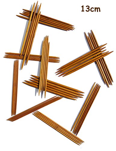 ADF TM 11 Sizes 2mm - 5mm, Long 5" (13cm) Double Pointed Carbonized Bamboo Knitting Needles