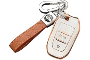 ontto Etui na kluczyki samochodowe pasuje do Peugeot 308, 408, 508, 2008, 3008, 4008, 5008, Citroen C4, C4L, C6, C3-XR, akcesoria, skrzynka na klucze, etui ochronne, 3 przyciski, beżowe