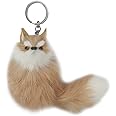 Uposao Mini Plush Keychain, Fluffy Plush Fox Keychain Pendant Cute Animal Toy Key Ring Car Key Chain Key Ring Charm Pendant Creative Gifts Mobile Phone Bag for Women Ladies Girls