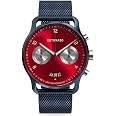 DeTomaso SORPASSO Macchina - Montre Chronographe Homme Quartz - Bracelet Cuir Bleu Foncé - Boîtier Acier 316L