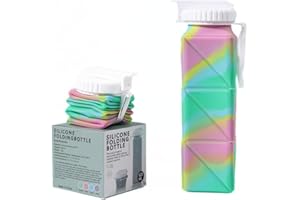 Unicblend - Botella de Agua Ultraligera Plegable de Silicona 620ML, Sin BPA. Botella de Agua Deportiva Portátil a Prueba de Fugas. Viajes, Ciclismo, Running, Gimnasio, Parque, Colegio.Rosa/Turquesa