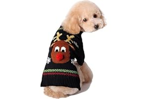 ABRRLO Hunde Kostüme Hundebekleidung Baumwolle Pullover feiern Weihnachten-Tag Winter Mantel Strickpullover Haustier Hund Pullover Haustier Kostüm Fashion Urlaub Party Geschenk (L, KitzE)