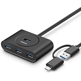 Ugreen USB A/USB C to 4 Port USB 3.0 Hub &Ccedil;oklayıcı Siyah 1 Metre