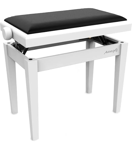 Banc De Piano Roland RPB-400WH - Blanc Satiné, Assise Rembourrée, Hauteur Réglable Et Rangement
