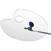 Reusable Transparent Clear Acrylic Artist Paint Palette 8 x 11.8 Inch Oval Shaped Panel Painting Pallette Non-Stick Paints Wa