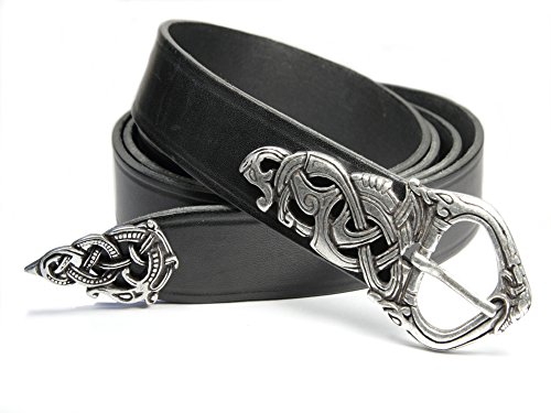 Mittelalterlicher Gürtel 165 x 3 x 0,3 cm schwarz mit Schnalle und Riemenzunge