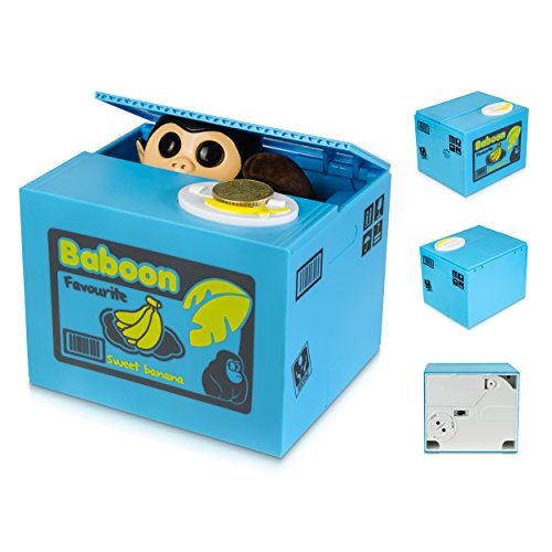 VENKON – Affenspardose: Elektronische Spardose „Spar Affe in der Box“ moderne Sparbüchse – 12 x 10 x 9 cm - 2