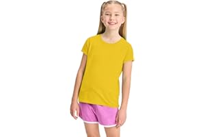 Style Lockers® Girls Short Sleeve Cotton T-Shirt, 100% Cotton Kids Plain Round Neck Basic Top - Children PE School Active Tees Shirts Age 3-13 Years