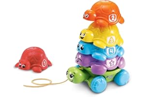 VTech - Famille Empilo Tortue, Tour à Empiler Bébé, Pyramide Maman et Bébés Tortues, Jouet à Tirer, Jeu de Motricité Fine, Cadeau Bébé Dès 1 an - Contenu en Français