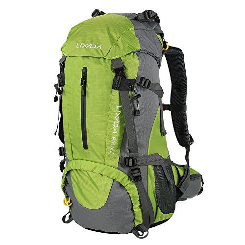 Lixada Mochila de Senderismo 50L con Cubierta Impermeable Mochila de Marcha Trekking Camping Deporte al Aire Libre
