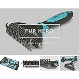 FurHero - Premium Hundebürste - Unterwollbürste & Unterfellbürste für Mittel- & Lang-Haar | Massage Kamm, Fellkamm | Unterfell & Unterwolle einfach entfernen & Verfilzungen lösen | Hundebürste | Katzenbürste | Hundekamm | Katzenkamm | Striegel