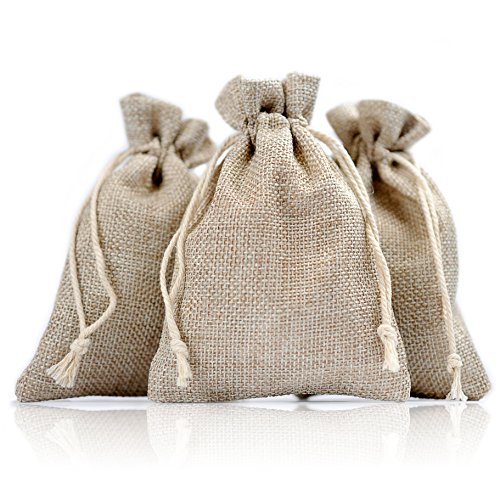24er Set Jutesäckchen für Adventskalender, Jutebeutel, Stoffbeutel, Natur Säckchen, Geschenksäckchen, Sack, Beutel, Farbe Hellbraun – Marke Ganzoo - 4
