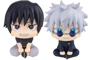 Jiumaocleu 2pcs Gojo Satoru Figure e Fushiguro Toji Look Up Figure, Q Ver Anime Action Figure Noodles Stopper, Handmade Collectible Desktop Decoration for Fans