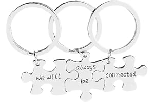 Toyvian 3 Piezas Llaveros Grabados de Siempre Estaremos Conectados Llavero de Rompecabezas para Amigas Familias (Plata)