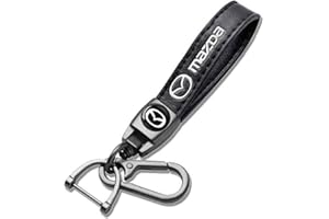 Wei-Secret for Mazda Keyring,Leather Car Keychain Replacement for Mazda Cx7 Cx5 Cx9 Cx-5 Cx3 Mx-5 Protege Valet Rotary Rx8,Car Key Chain Keyring for Men and Women Car Accessories,Family Present,Black
