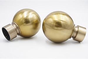 THE POLES & BLINDS OUTLET 28mm Diameter Curtain Pole Finials Ends - Osbourne Design - Antique Brass - Pack of 2