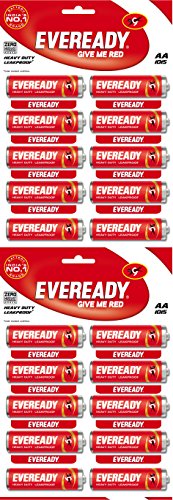 Eveready Battery Red Hd AA 1015 Battery, Strip of 10 [Pack of 2]