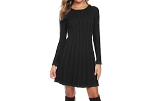 Gyabnw Winter Jumper Dresses Women UK Knitted Dress Ladies Sweater Round Neck Turtleneck Tunic Dress