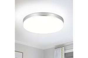 ASHUAQI Silver LED Ceiling Light, 36W 4000K Natural White Ceiling Lights, 9.06 Inch 3240LM Round Ceiling Lights for Kitchen, Hallway, Bedroom, Utility Room, Laundry, Balcony, Lounge