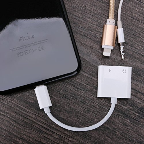 Lightning to 3.5mm Audio Adapter for iPhone 7 Plus, Anskp 2 in 1 Lightning Charger and 3.5 mm Aux Headphone Jack Cable[Support iOS 10.3.1][No Calling Function and Music Control] for iPhone 7/7 Plus-White