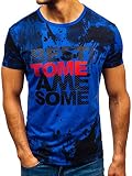 BOLF Hombre Camiseta de Manga Corta Estampada Cuello Redondo Print Estilo...
