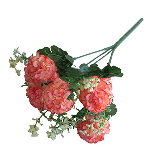 ypypiaol 1 Ramo De Flores Artificiales Crisantemo Planta De Flores Falsas Decoraciones Para Fiestas En El Hogar Rojo puesta de sol