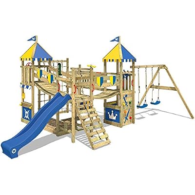 WICKEY Jeu de plein air Smart Queen Aire de jeux Forteresse avec de nombreuses possibilités de jeu, balançoire et toboggan