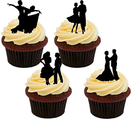 Made4You Ballroom Dancers/Dancing Silhouettes, Edible Cupcake Toppers - Stand-up Wafer Cake Decorations (Pack of 24)