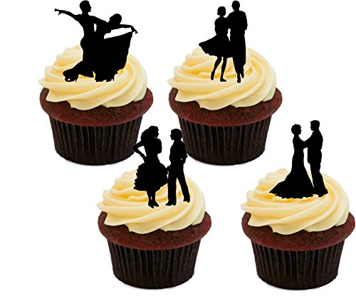 Made4You Ballroom Dancers/Dancing Silhouettes, Edible Cupcake Toppers - Stand-up Wafer Cake Decorations (Pack of 24)