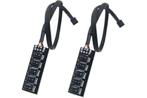 Hub Ventiladores, CTRICALVER 12V Fan Splitter, 4 pin Adaptador de Cable de Conector de Divisor múltiple, Compatible con Todos los Ventiladores PWM de 3 y 4 Pines (2 pcs)