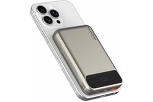 Stuffcool Click 10000mAh Slim Magnetic Wireless Powerbank Natural Titanium Finish Perfect for iPhone 16,15,14,13,12 with Led Display and 20W Fast Wired Charging - Charges iPhone 50% in 30 mins