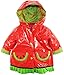 Wippette Baby Girls Infant Waterproof Hooded Ruffle Watermelon Raincoat Jacket, Tomato, 24 Months