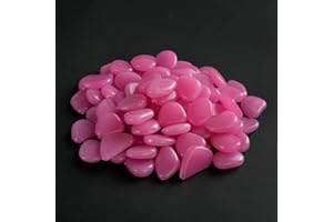 Emiif 50 Pcs Glowing Pebbles, Glow in the Dark Stones Rocks, Luminous Stones for Aquarium Fish Tank, Park Ornaments, Garden Walkaway Decor-Purple