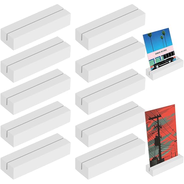 Porte-Cartes En Bois Blanc - Lot De 10 - Dimensions 8 X 2,5 X 1,5 Cm - Pour Menu, Photo, Carte De Visite - Idéal Restaurant, Mariage, Bureau