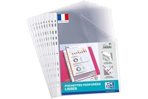 OXFORD Lot de 50 Pochettes Plastiques A4 Perforées Lisse Epaisseur 5/100ème Incolore