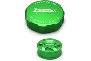 crazy sport Front Rear Brake Fluid Reservoir Cover Cap For KAWASAKI Z1000SX Z1000 SX 2012-2016 Motorcycle Accessories CNC Aluminum With Logo (Green)