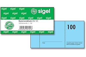 Sigel Blocco numerico GN101 100 Bons (blocco numerato consecutivamente da 1 a 100, 10,5 x 5 cm) 1 blocco in carta sostenibile