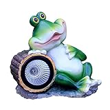 Lámpara Solar Al Aire Libre De Cristal Pintado A Mano Escultura Jardín Rana De Piedra...