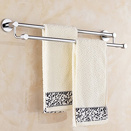 Spring Fever Badezimmer Double Handtuch Bars, Regal Rack zum Aufhängen Handtuch für Bad Aufbewahrung, edelstahl, chrom-Finish, edelstahl, silber, 80 cm - 4