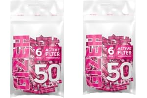 GIZEH Raucherbedarf 20583 Gizeh Aktivkohlefilter-Slim Size 6mm Pink-2 Beutel a 50 100 Filter, Papier