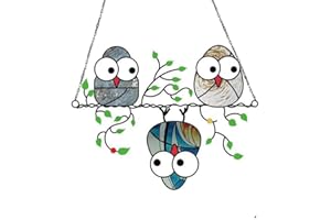 WAITLOVER Three Birds Stained Glass Window Hanger Catcher Bird Pendant Stained Dropshipping Decoration Hanging C0h3 Acry Species Birds