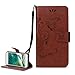 Produktbild Hülle für iPhone 5 5S SE,iPhone 5S Lederhülle,PU Leder Tasche für iPhone 5,Leweiany Elegant Luxus Extra Dünn Tasche Braun Premium Schmetterling Blumen Muster Leder Brieftasche Flip Wallet Ständer Cover in Book Style Tasche Case Handyhülle Schutzhülle mit Kartenfach Aufstellfunktion Magnetverschluss für Apple iPhone SE/5/5S Schutzhülle Handytasche
