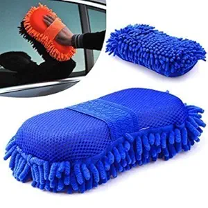 Ad Fresh Pack of 2 Double Sided Microfibre Wash and Dust Mitt Cleaning Duster (Random Colors)