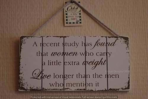 Sign Plaque Recent Study Has Found Women Carry Weight Live Longer Than Men That Mention It Funny Sign F1435A