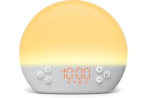 KEPLUG Sunrise Alarm Clock Wake Up Light, Digital Alarm Clocks Bedside Dimmable Night Light,White Noise Machine with 30 Soothing Sounds,Timer, Alarm Clocks for Heavy Sleepers Baby Kids Adult Teen Bedroom